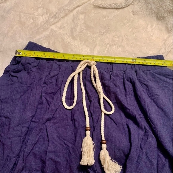 NEW Shorts Large Navy Blue Boho Flowy Elastic Waist Biker Shorts Drawstrings - Picture 10 of 11